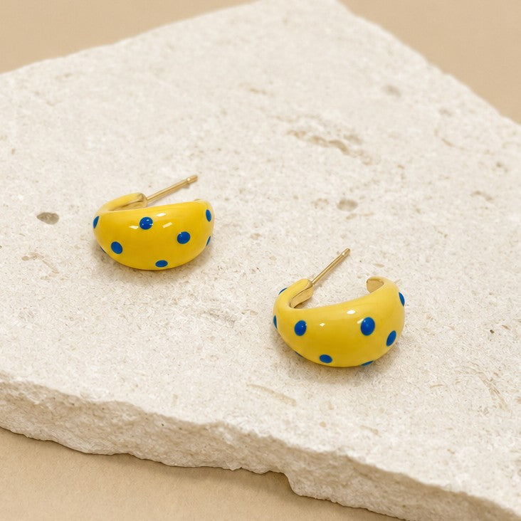 Butter Yellow Polkadot Earrings | 40E506