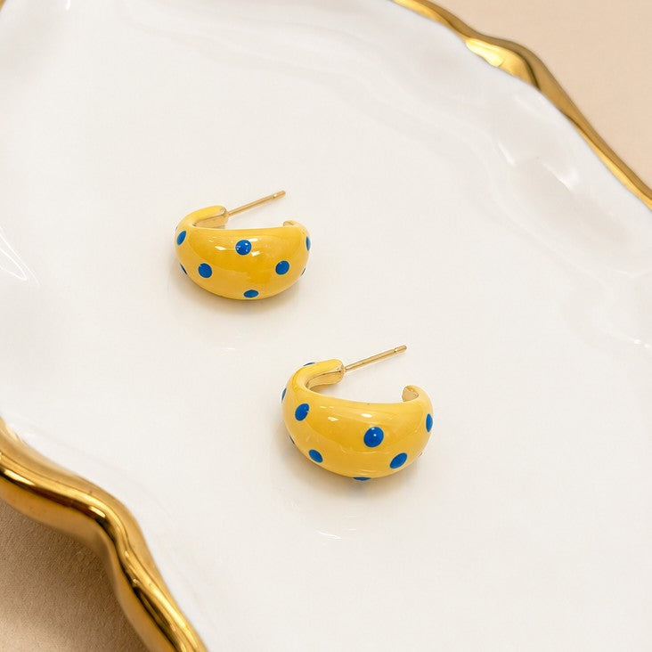 Butter Yellow Polkadot Earrings | 40E506