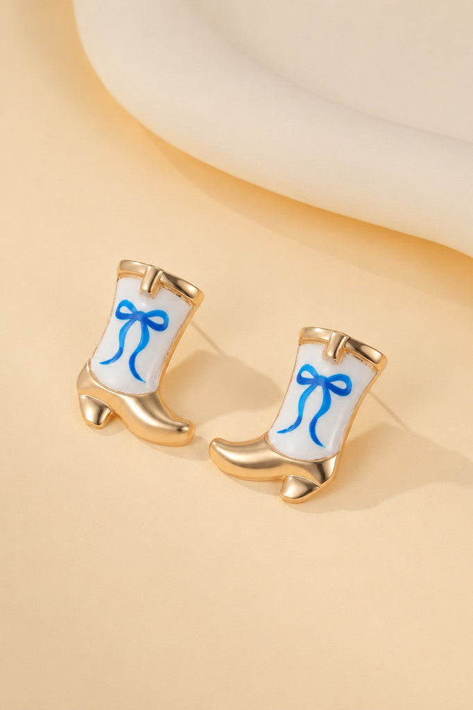 Western Boot Stud Enamel Charm Statement Earrings | 40E507