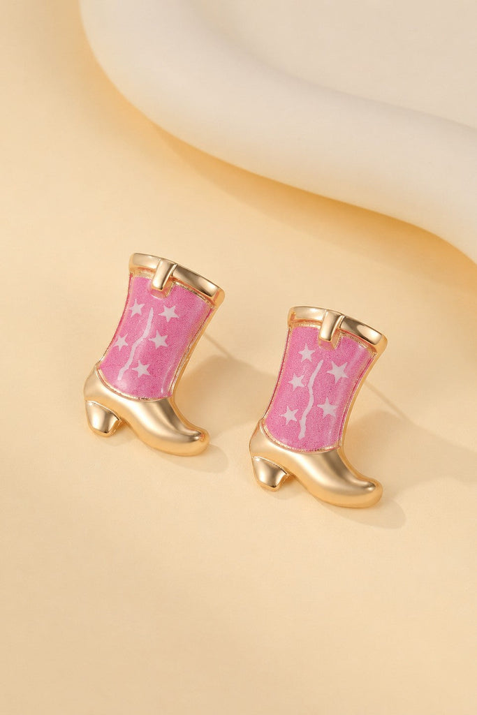 Western Boot Stud Enamel Charm Statement Earrings | 40E507