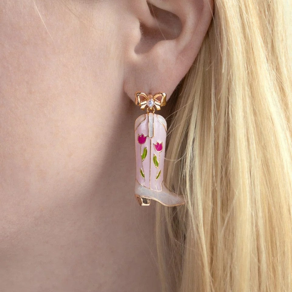 Western Floral Cowboy Boot Earrings | 40E509