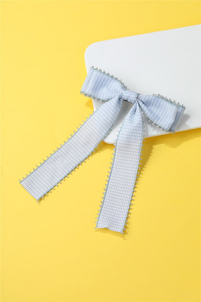 Gingham Bow Hair Clip - Lace-Trimmed Coquette | 40H1091