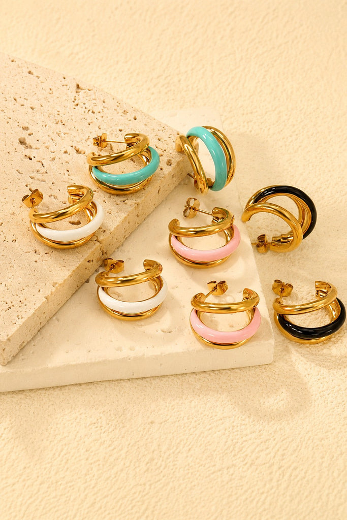 18K Stainless Steel Tarnish Free Enamel Hoop | 40E510