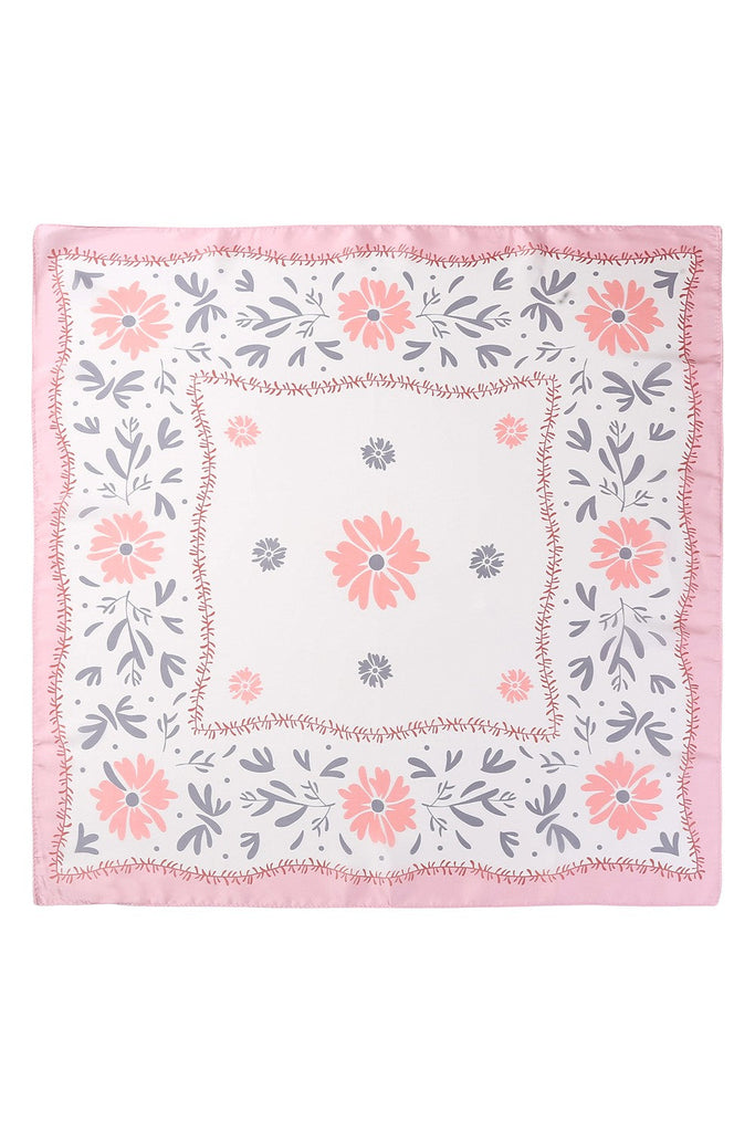 Floral Print Silk-Finish Bandana Scarf | 40SC719