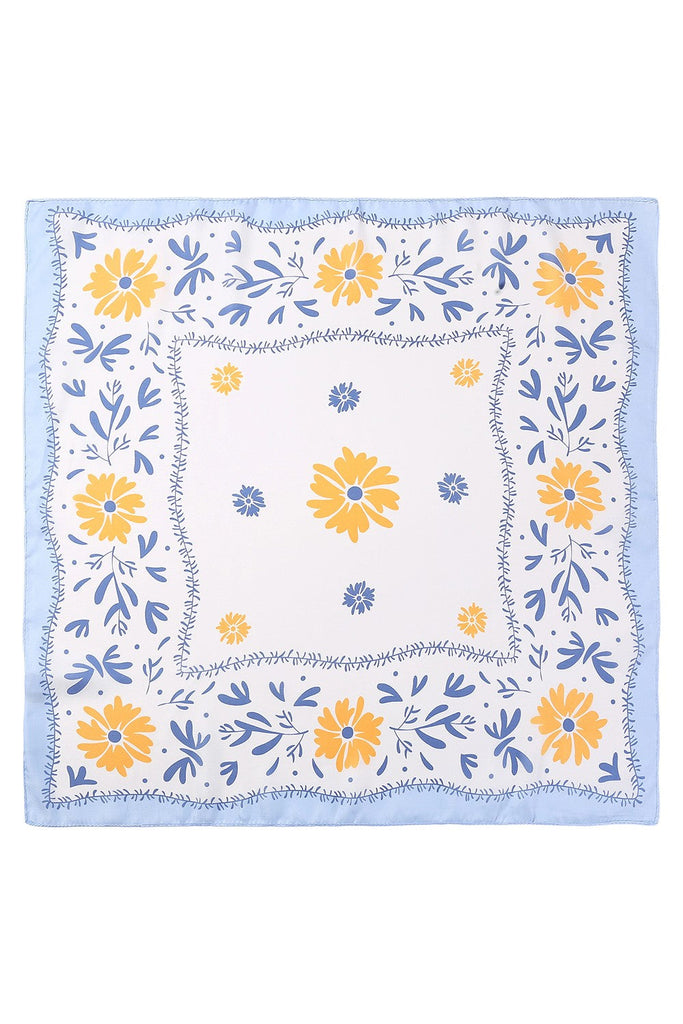 Floral Print Silk-Finish Bandana Scarf | 40SC719