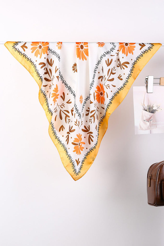 Floral Print Silk-Finish Bandana Scarf | 40SC719
