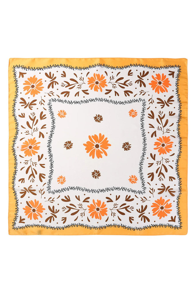 Floral Print Silk-Finish Bandana Scarf | 40SC719