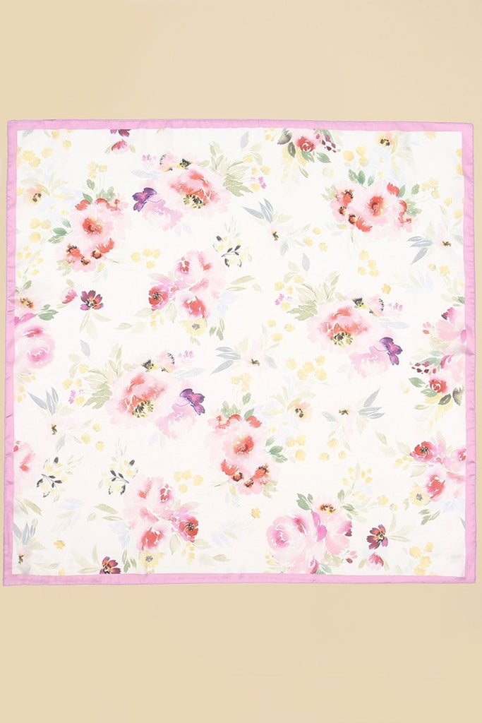 Floral Print Silk-Finish Bandana Scarf | 40SC718