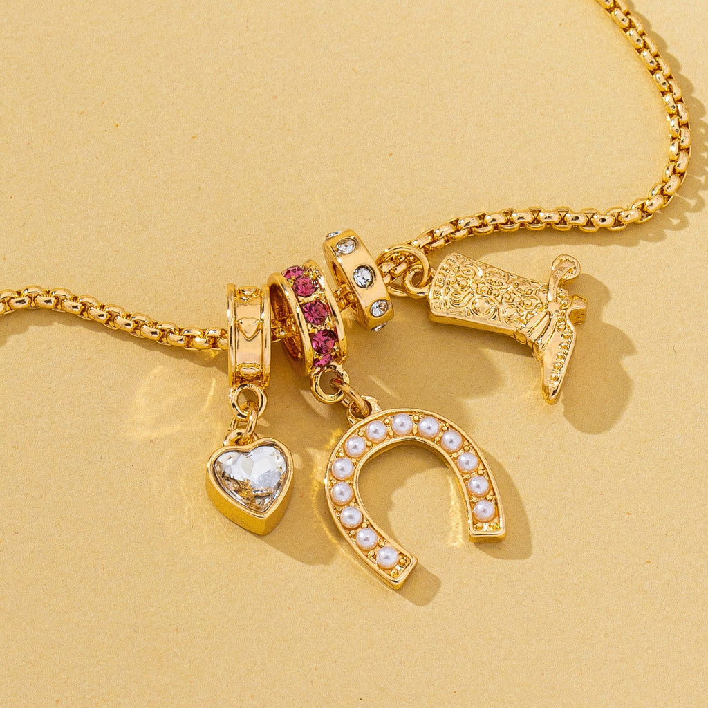 Western Rhinestone Horseshoe Charm Necklace | 80N93236
