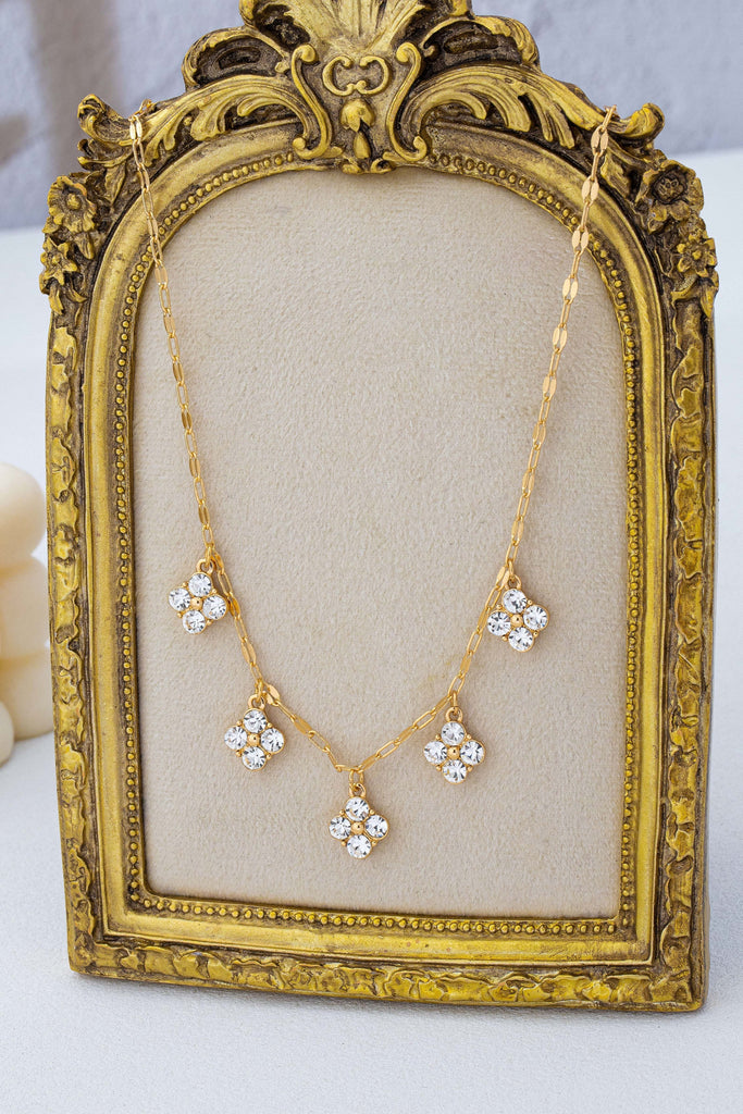 Crystal Quatrefoil Clover Station Necklace | 80N93157