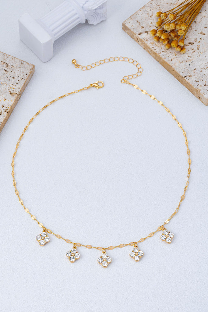 Crystal Quatrefoil Clover Station Necklace | 80N93157