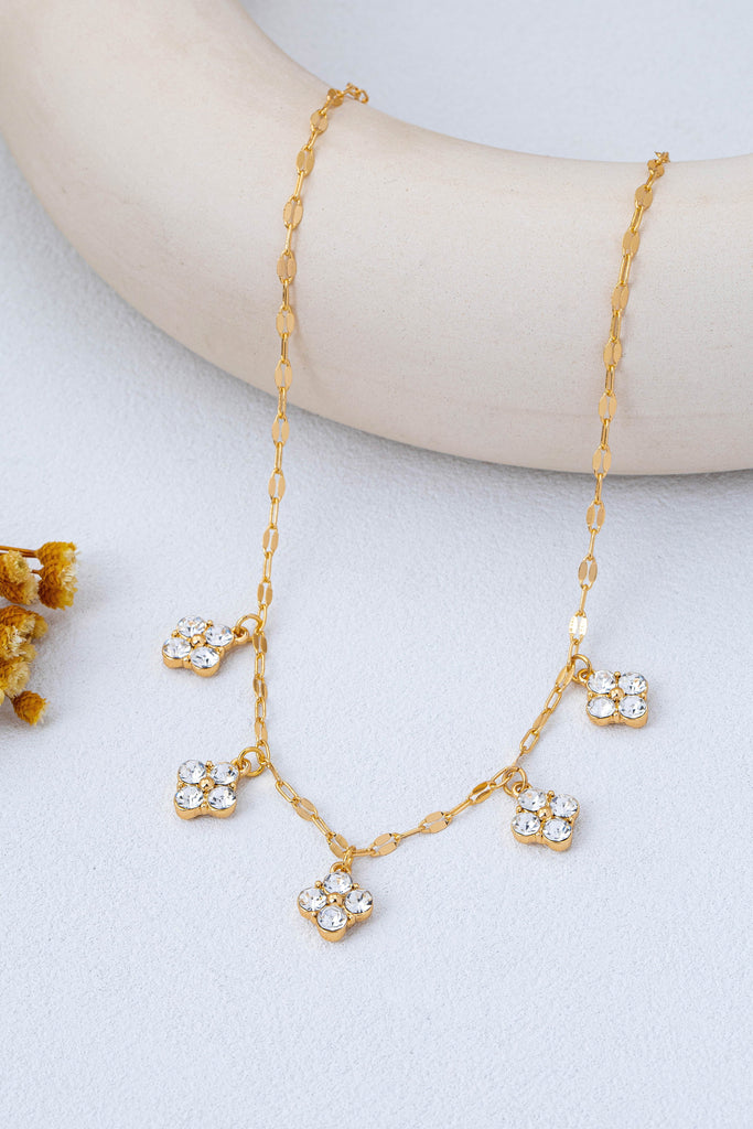 Crystal Quatrefoil Clover Station Necklace | 80N93157