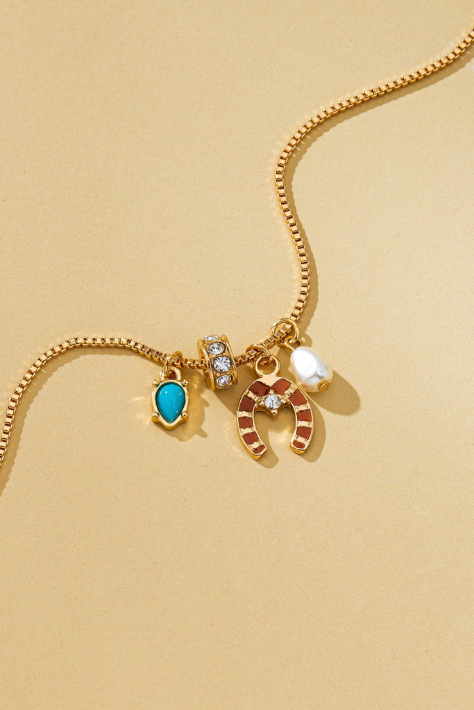 Southwest Horseshoe & Turquoise Charm Necklace | 80N93130