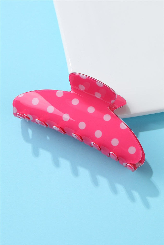 Retro Polka Dot Hair Claw - Glossy Spotted French Style Clip | 40H1099