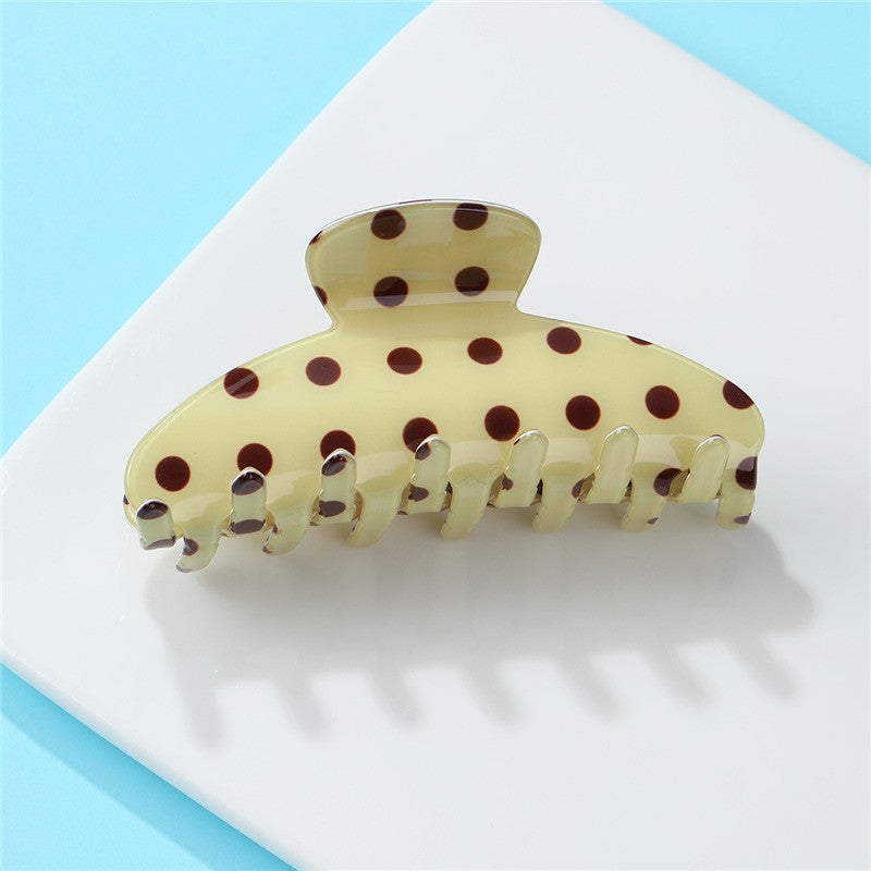 Retro Polka Dot Hair Claw - Glossy Spotted French Style Clip | 40H1099