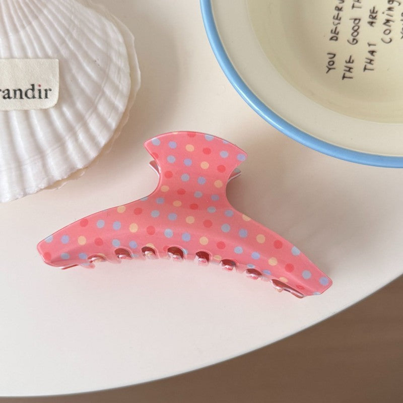 Vintage Polka Dot Hair Claw - Retro Pastel Spotted Clip | 40H1100