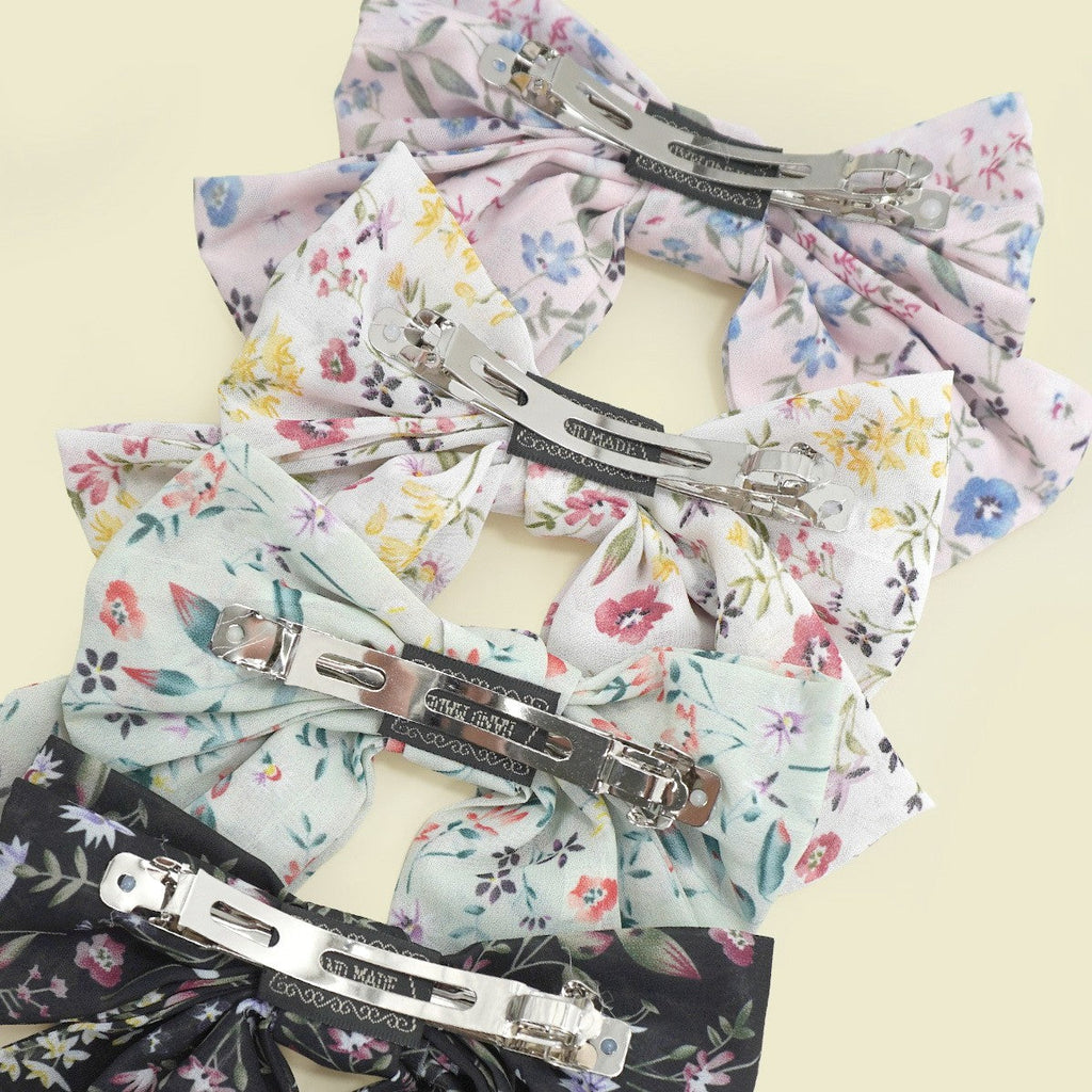 Oversized Floral Garden Chiffon Bow Hair Clip | 40H1098