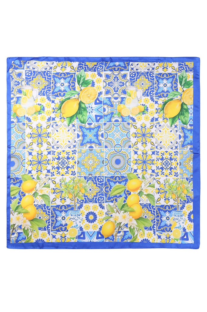 Lemon & Tile Daisy Silky Feel Bandana Scarf | 40SC721