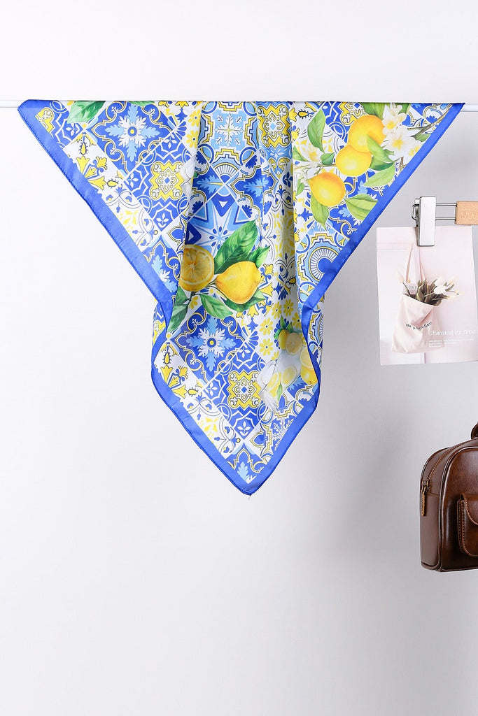 Lemon & Tile Daisy Silky Feel Bandana Scarf | 40SC721