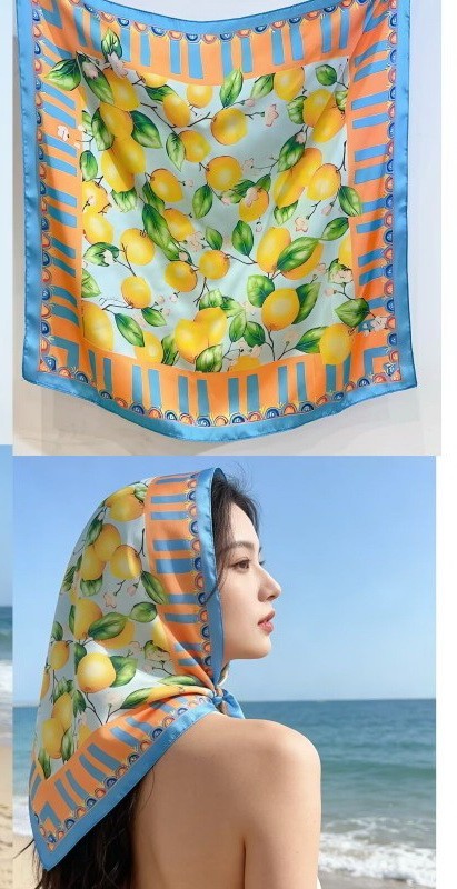 Sun-Drenched Lemon Orchard SilkyFeel Bandana Scarf | 40SC724