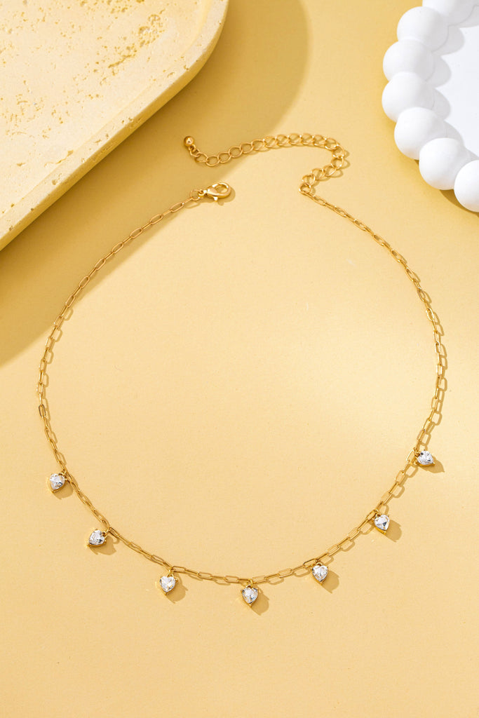 Crystal Heart Shape Paperclip Link Necklace | 80N93204
