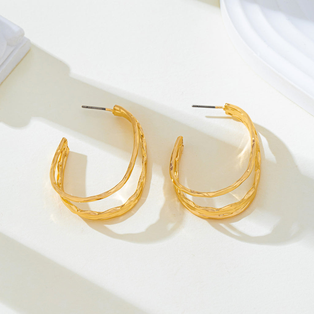 Gold-Tone Triple Layer Hoop Earrings | 80E62339