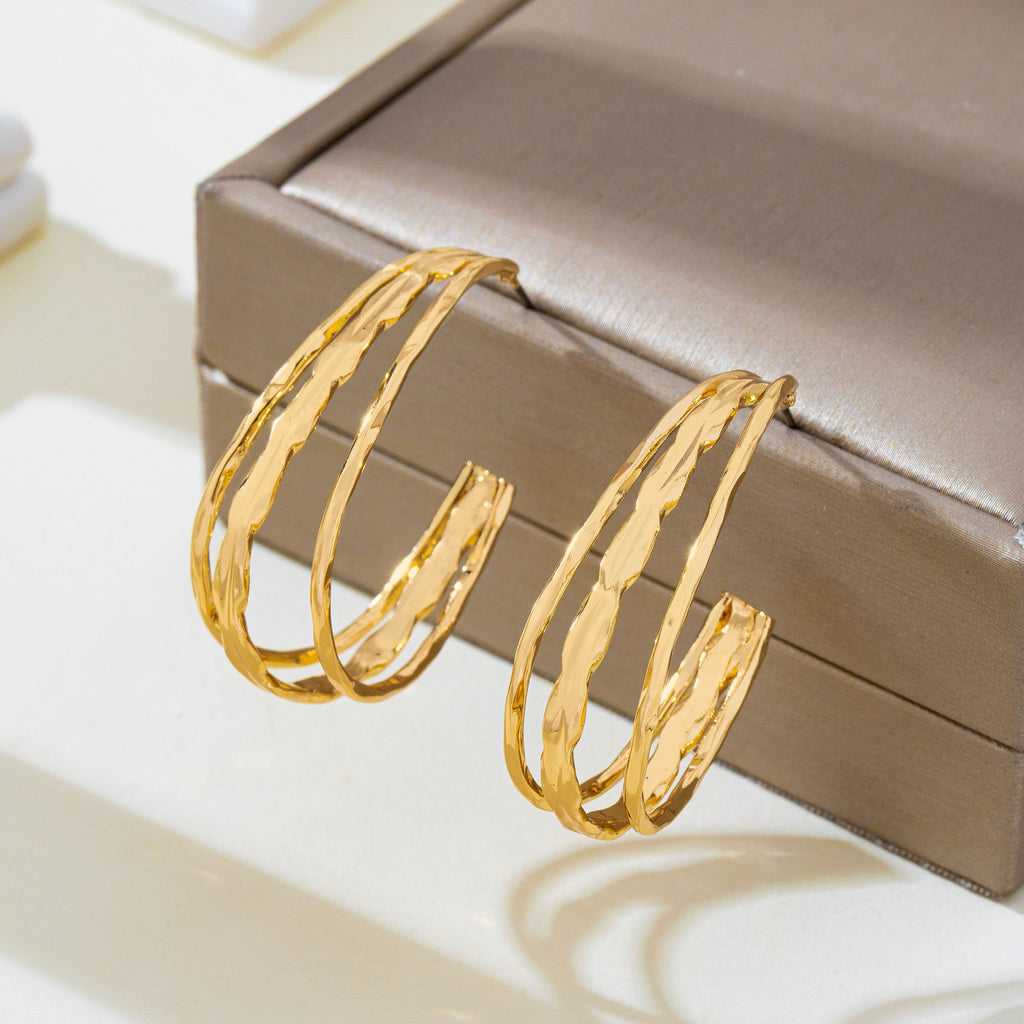 Gold-Tone Triple Layer Hoop Earrings | 80E62339