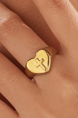 18K STAINLESS STEEL TARNISH FREE CROSS RING | 40R151