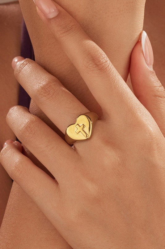 18K STAINLESS STEEL TARNISH FREE CROSS RING | 40R151