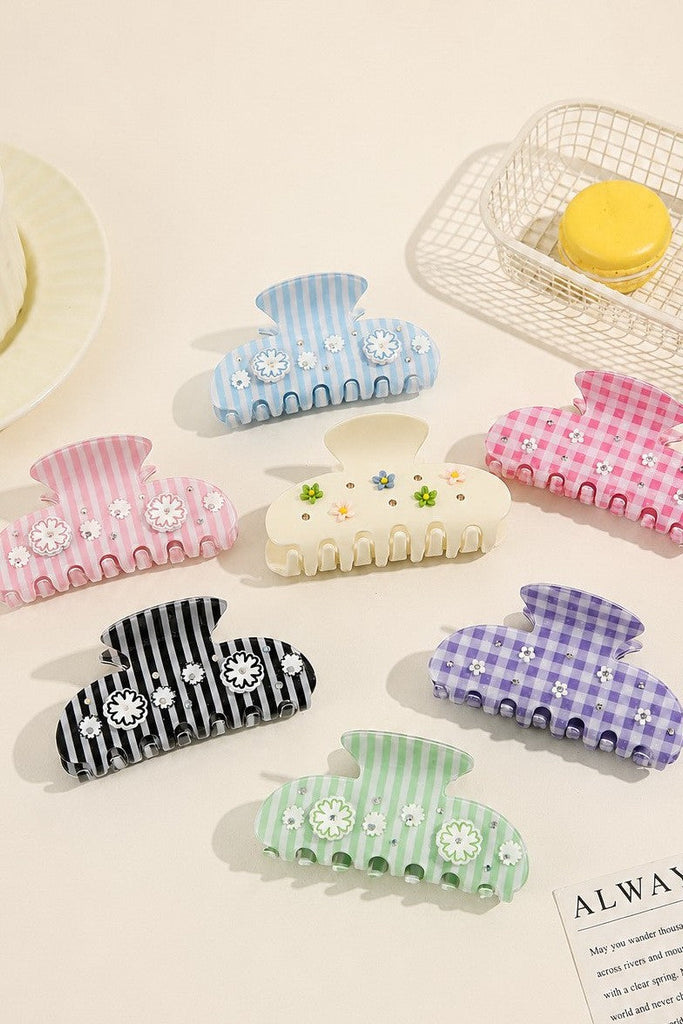 Stripes Gingham Floral Hair Claw Clip | 40H1106