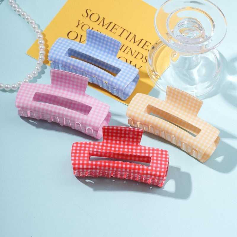 Large Pastel Gingham Hair Claw Clip | 40H1107