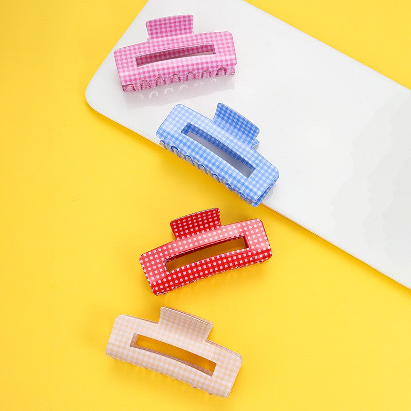 Large Pastel Gingham Hair Claw Clip | 40H1107