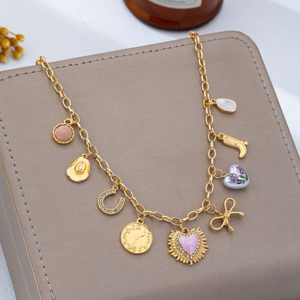 Pink Heart & Western Charm Necklace | 80N93228