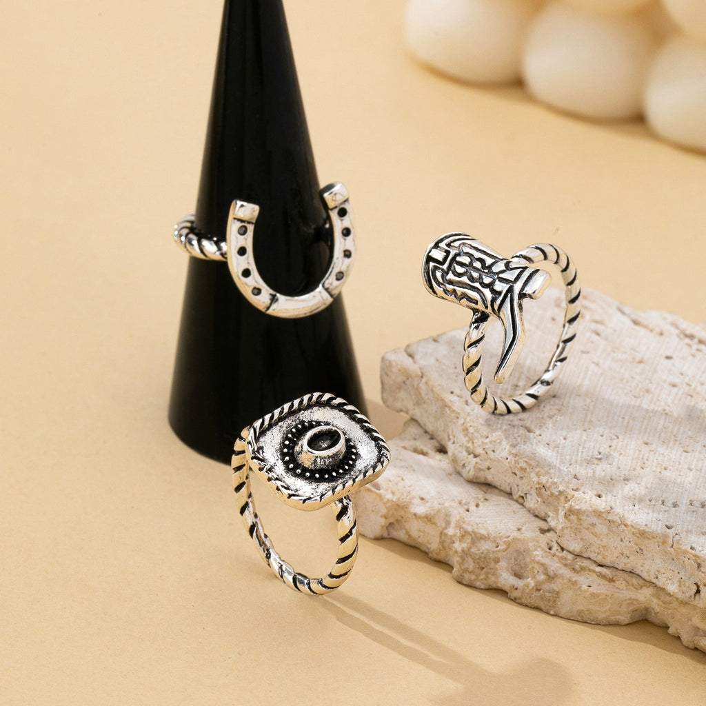Western Antique Lasso & Hat Stackable Rings | 80R287