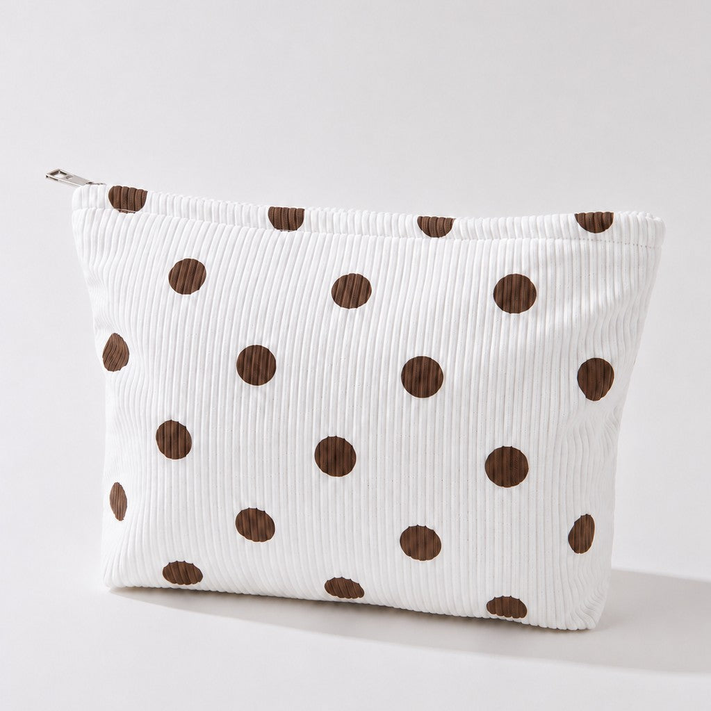CORDUROY POLKA DOT COSMETIC MAKEUP POUCH BAG | 40P625