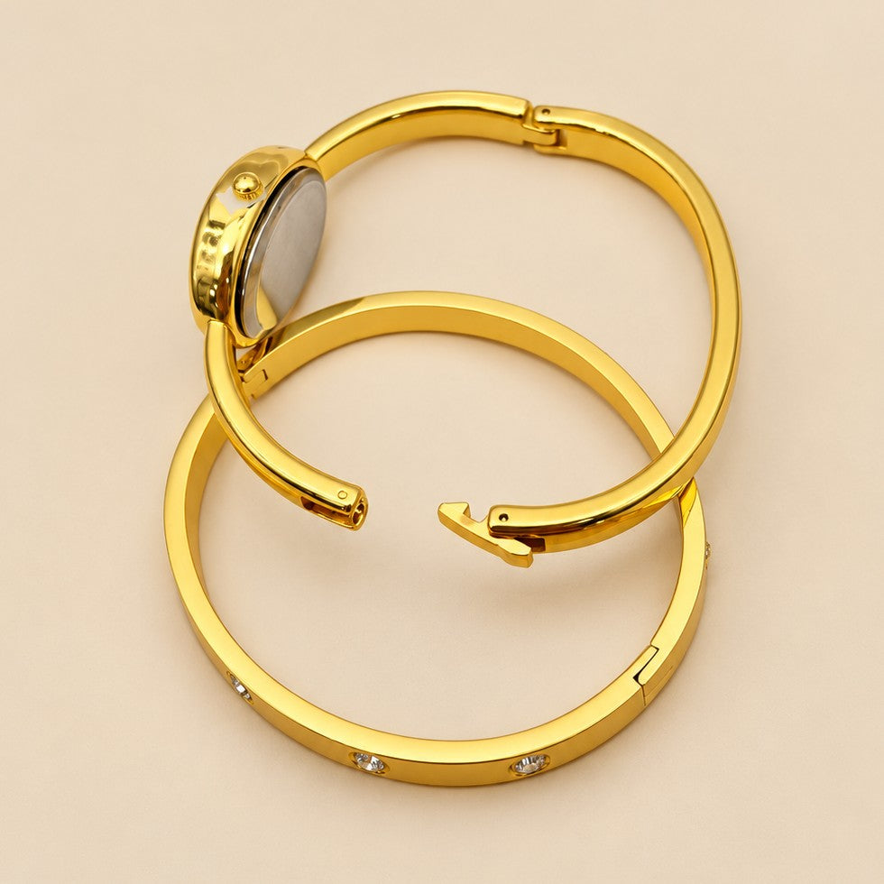 Oval Bangle Watch & Crystal Bracelet Set | 40WTH102