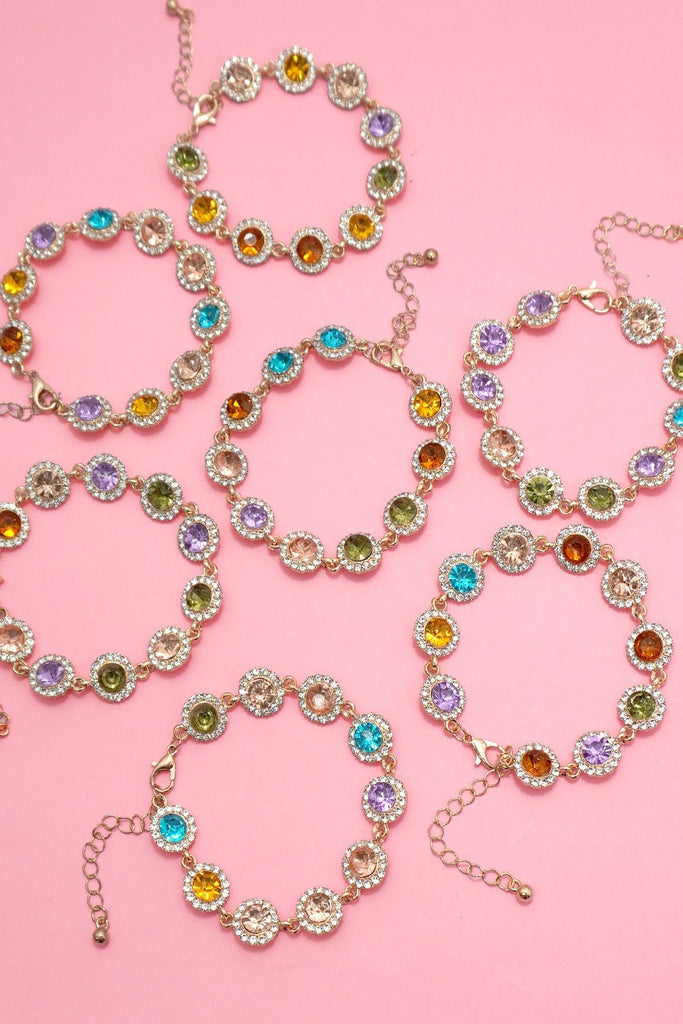 Multicolor Crystal Sunflower Halo Link Bracelet | 40B5261