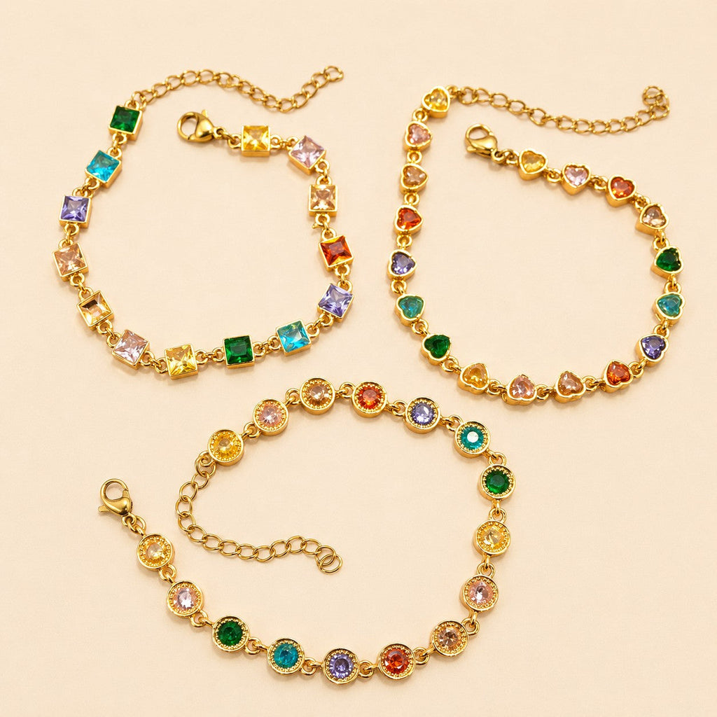 18K STAINLESS STEEL RAINBOW CRYSTAL BRACELET | 40B5264