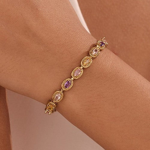 Multicolor Rainbow Crystal Halo Bracelet | 40B5268
