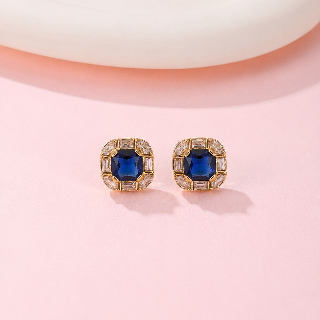 Cushion-Cut Jewel Stud Earrings | 40E521