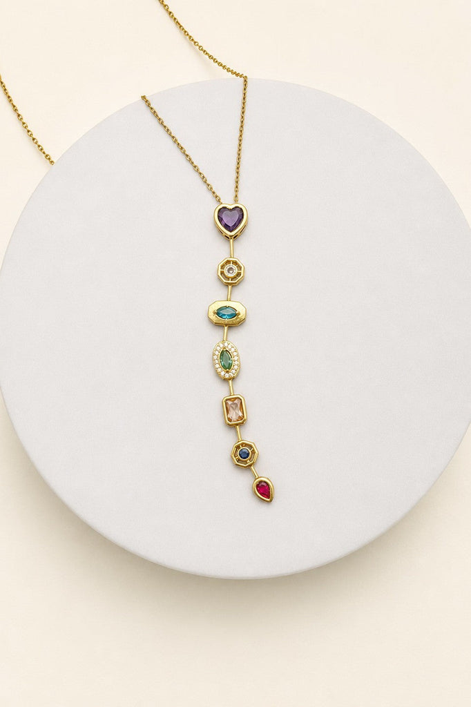 Multicolored Mixed-Shape Jewel Y Necklace | 40NK9721