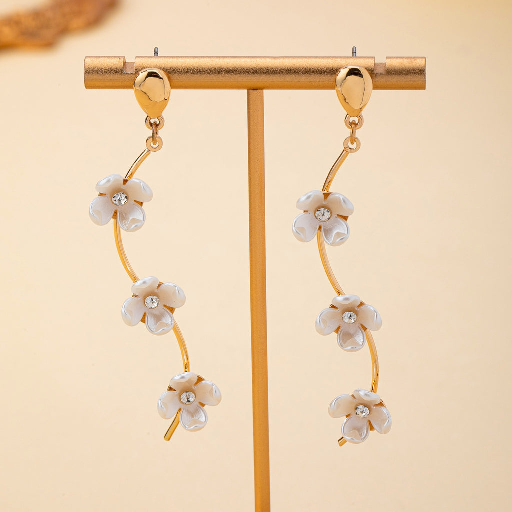 Mother of Pearl Flower Vine Drop Earrings | 80E62398