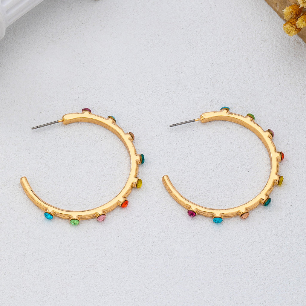 Multi Color Gemstone Hoop Earrings | 80E62415