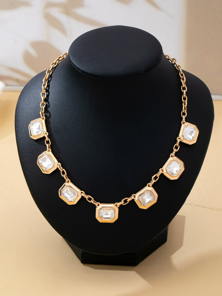 Emerald-Cut Crystal Statement Drop Necklace | 80N93252