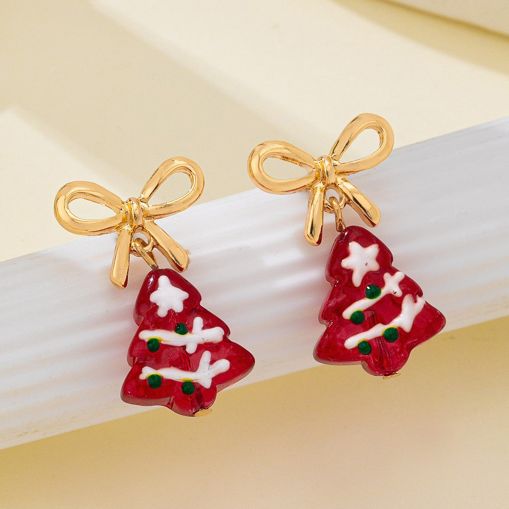Christmas Tree Bow Drop Earrings | 80E62408