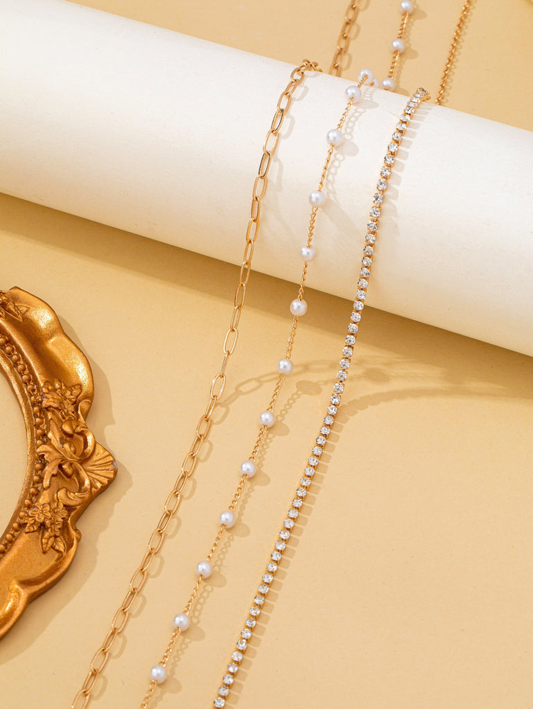 Pearl & Rhinestone Layered Necklace | 80N93279