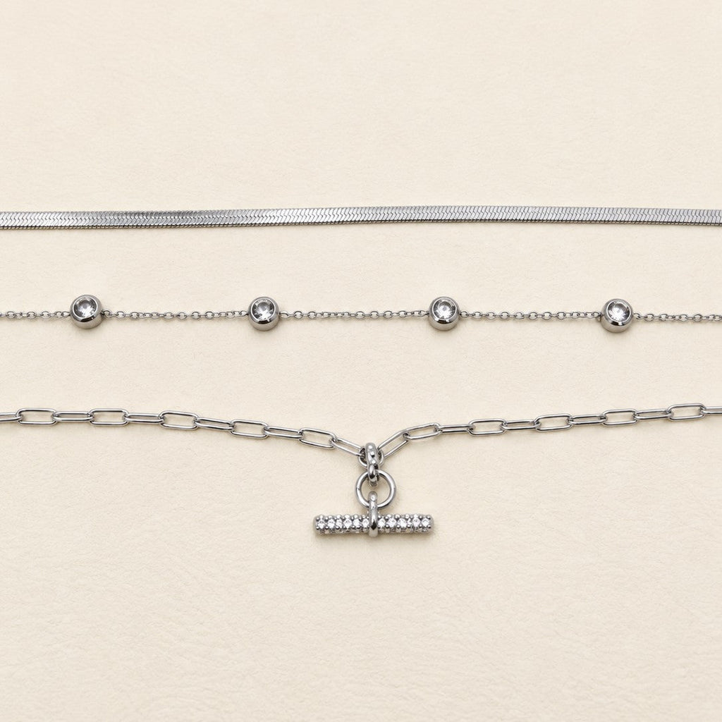 STAINLESS STEEL TARNISH FREE LAYERED NECKLACE SET |40NK9725