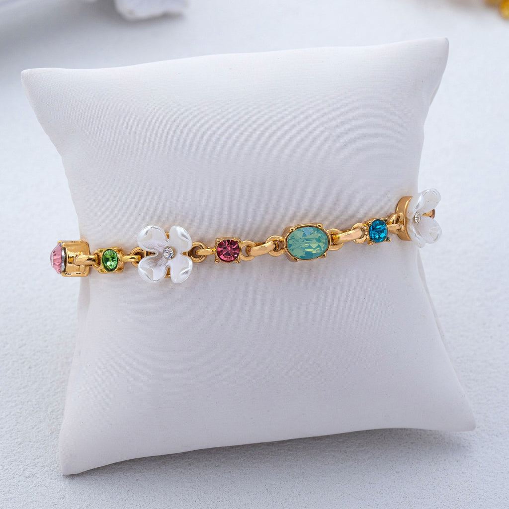 Floral Multi Gem Charm Bracelet | 80B1813