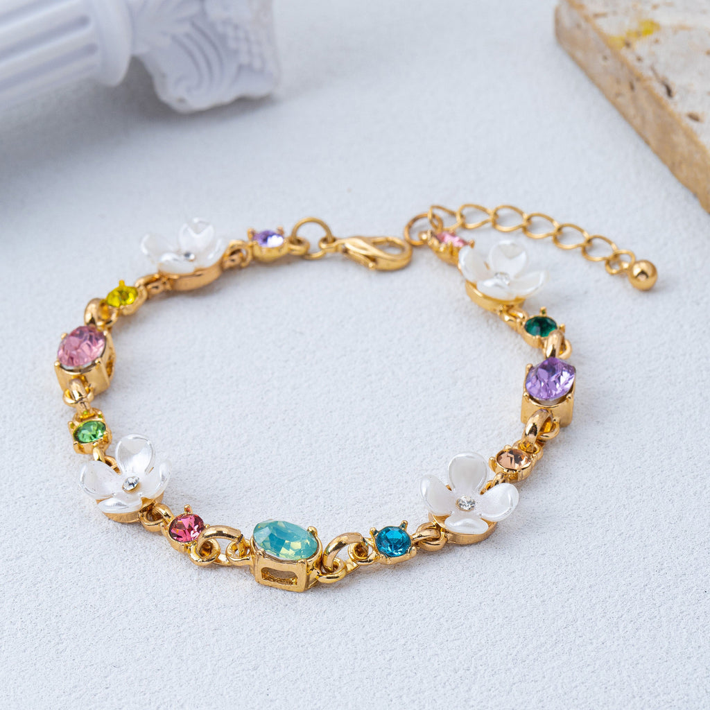 Floral Multi Gem Charm Bracelet | 80B1813