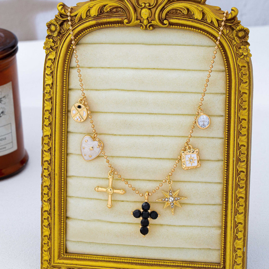 Cross Celestial Charm Ball Chain Necklace | 80N93299